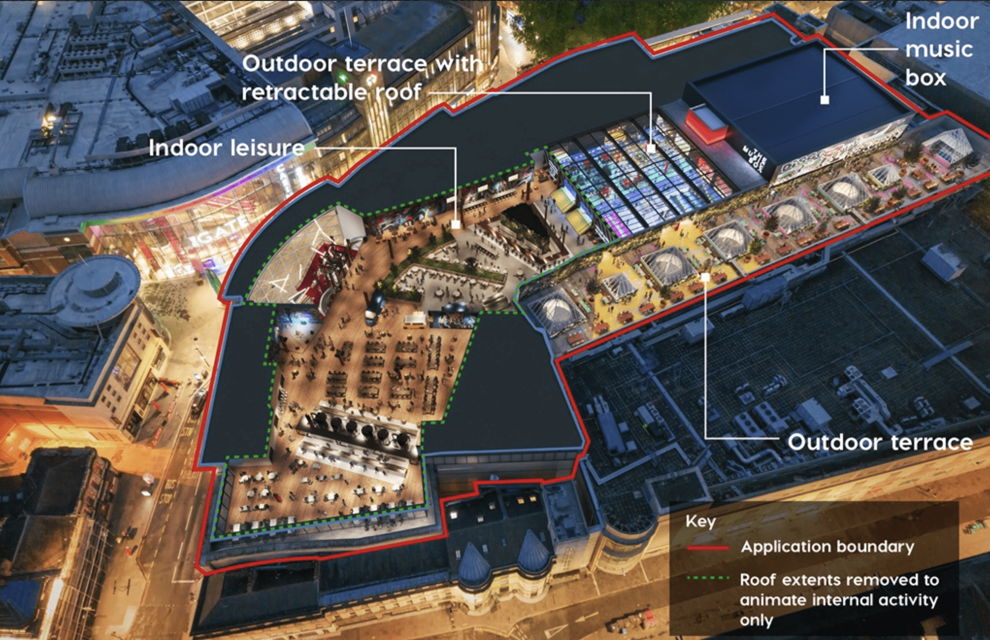 CGI of Debenhams rooftop plans